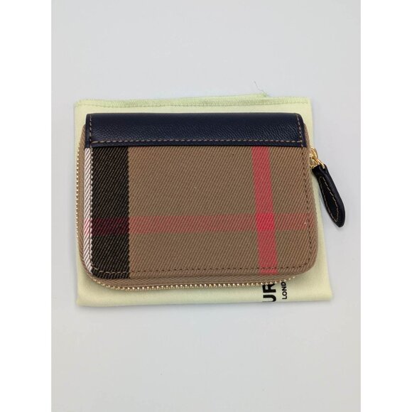 Burberry MN Zip Around Check Canvas Coin Wallet Dark Blue 8084525 - Picture 2 of 12